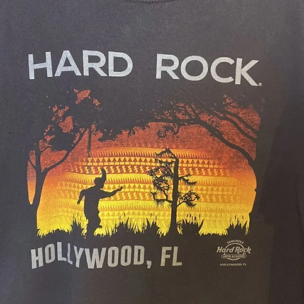 Hard Rock Hollywood Florida Black Tee Shirt Short Sleeve XL